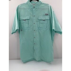 Columbia PFG Bahama II Short Sleeve Fishing‎ Shirt Mint Green Mens XL UPF 30